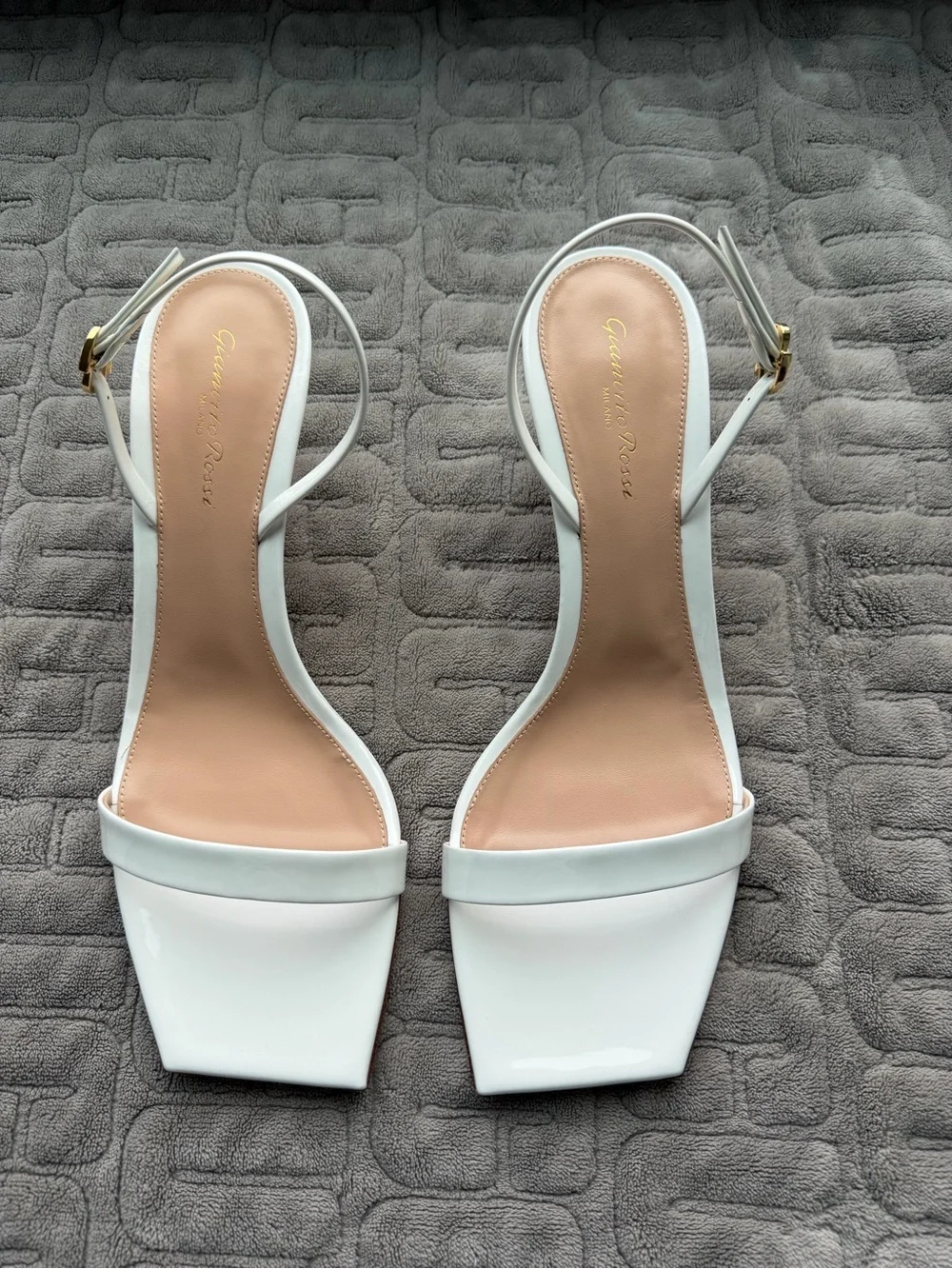 Gianvito Rossi White Square-Toe Strappy Heels